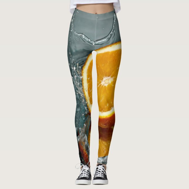 Leggings orange juteuse positive pour l'humeur vitaminée (Devant)