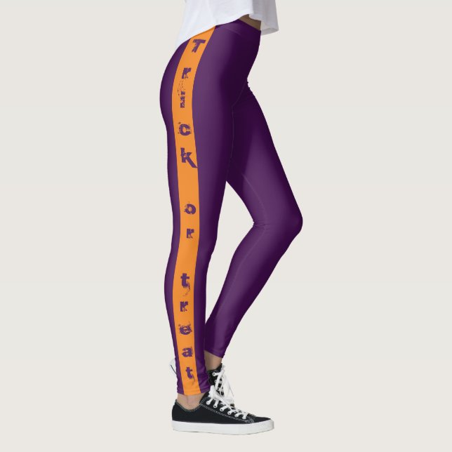 Leggings Orange Purple Trou ou traiter Halloween Éffrayant (Droite)