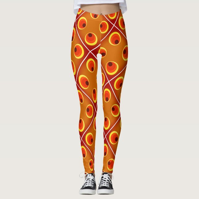 Leggings Orange rétro des années 1970 (Devant)