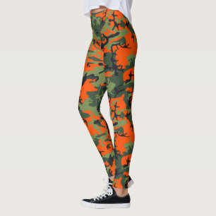 Leggings Orange, vert, camouflage noir Camo
