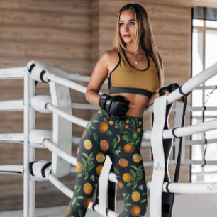 Leggings Oranges Fruits Noirs Motifs   Légendes