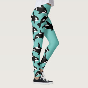 Leggings Orca Killer Whale Motif sur Turquoise Océan Bleu