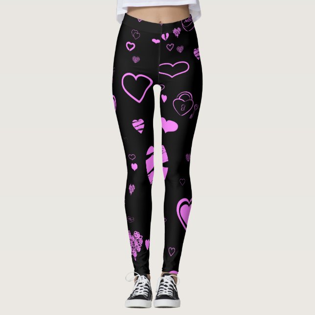 Leggings Orchidée moderne au coeur mignon (Devant)