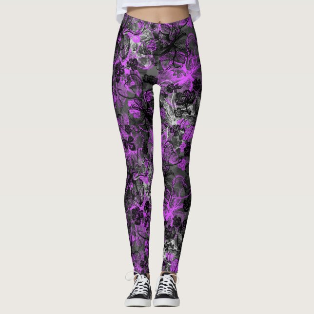 Leggings Orchidée tropicale hawaïenne de Wahine Lace (Devant)