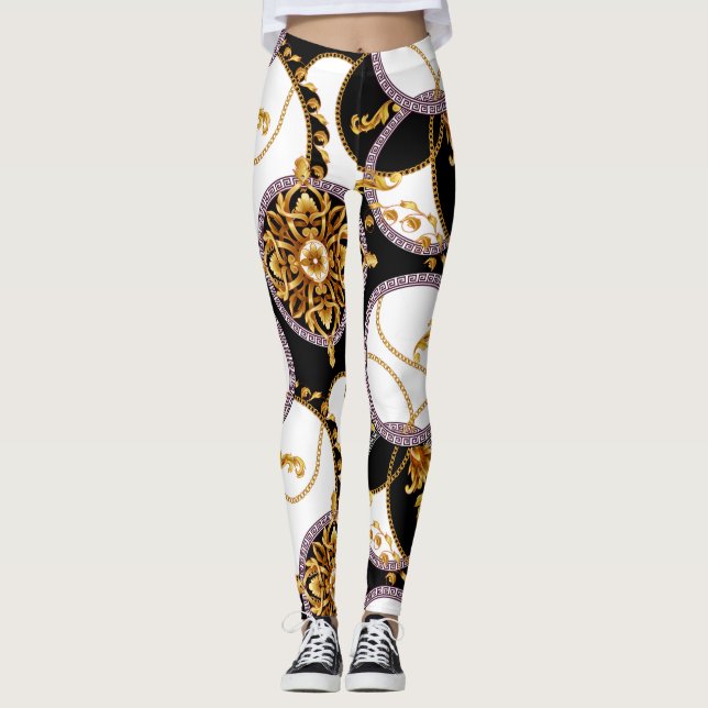 Leggings Orge baroque et blanc italien (Devant)