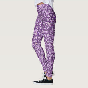 Leggings Oriental violet blanc Ayame Asanoha Japon Motif