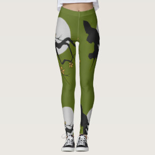 Leggings--Orig. Art Asian Branch/Green/Black/White Leggings