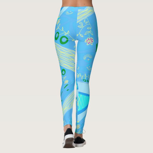 Leggings Origami Chintz (L) Bleu Jaune Vert 2 (Dos)