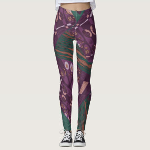 Leggings Origami Chintz (L) Dusty Purple Vert Brown