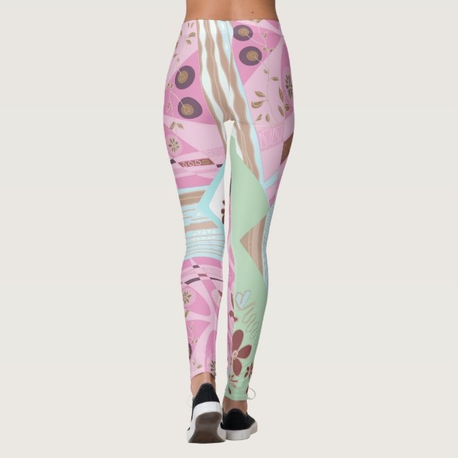 Leggings Origami Chintz (L) Dusty Rose Bleu Brown Blanc (Dos)