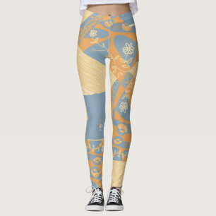 Leggings Origami Chintz (L) Gris gris gris orange moyen