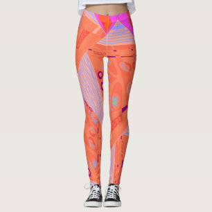 Leggings Origami Chintz (L) Orange Lilac Magenta