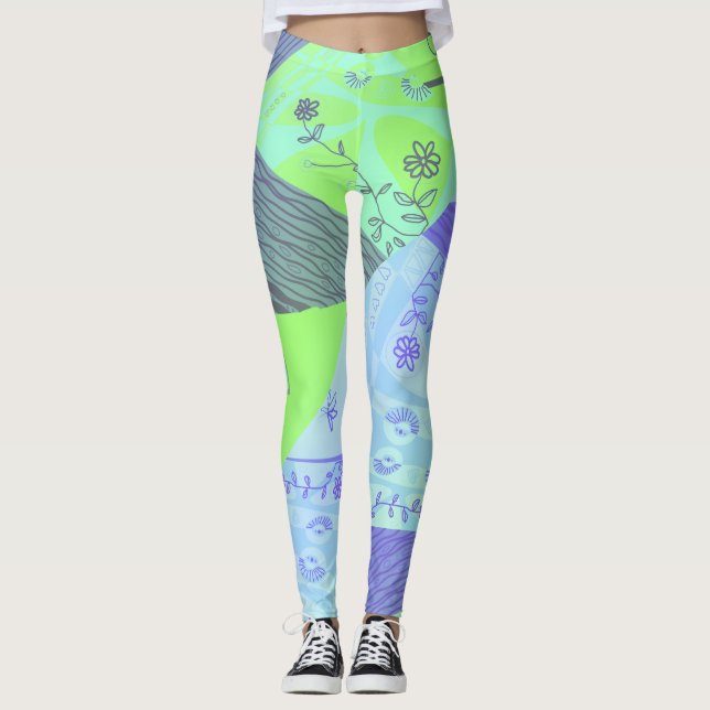 Leggings Origami Chintz (L) Vert Bleu Grad (Devant)