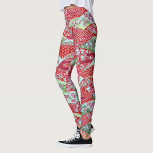 Leggings Origami de fleurs rouges washi japonaises Légende