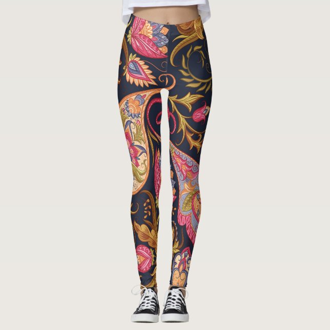 Leggings Ornate Paisley : Élégant Motif sans joint. (Devant)