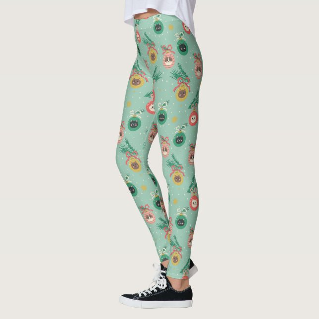Leggings Ornements de chats sur Motif d'arbre (Gauche)