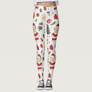 Leggings Ours en peluche de Noël Santa Pattern (1)