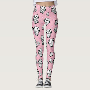 Leggings Ours Panda Rose Moderne à Points