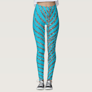 Leggings Pailleté Aqua Blue Glitter
