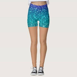 Leggings Pailleté Bleu Sarcelle Ton Peau Femme