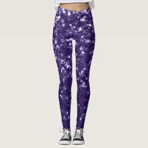 Leggings Paillettes de violet ultra foncé scintillantes