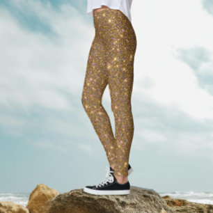 Leggings Paillettes dorées élégantes et glamour pour soirée