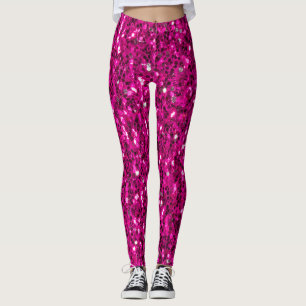 Leggings Paillettes fausses scintillantes rose chaud
