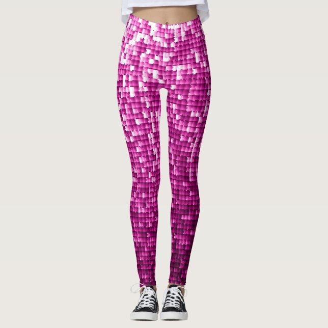 Leggings Paillettes roses, argent, paillettes noires (Devant)