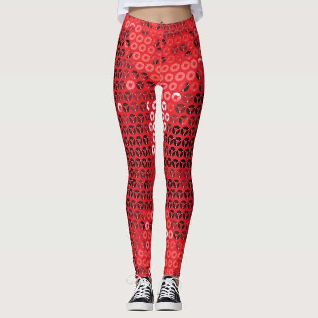 Leggings paillettes rouges brillantes (Devant)