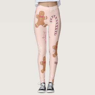 Leggings pain d'épices rose Noël
