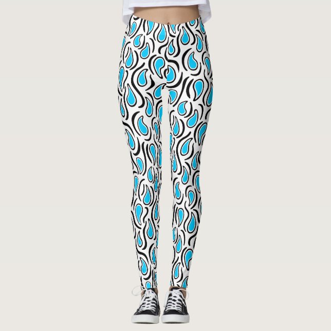 Leggings Paisley Abstrait 230523 - Sky Blue, B&W (Devant)