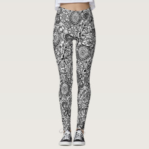 Leggings Paisley floral noir
