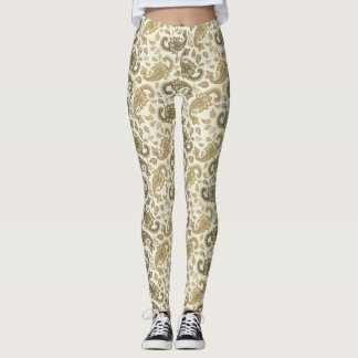 Leggings Paisley Motif Beige-Brown