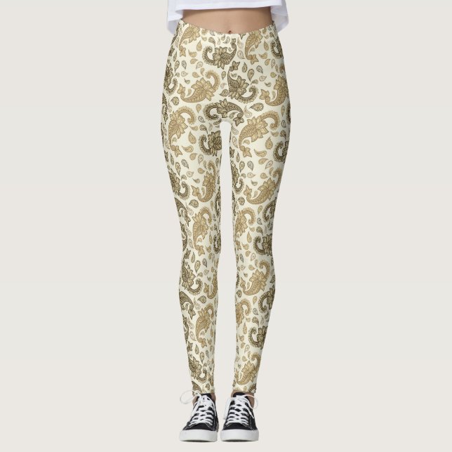 Leggings Paisley Motif Beige-Brown (Devant)