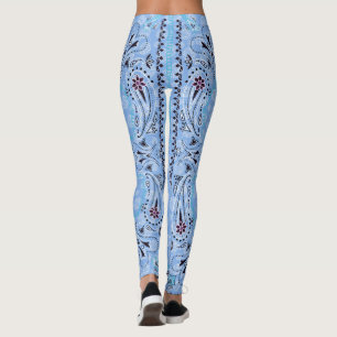 Leggings Paisley Ouest Bandana Bleue Imprimée