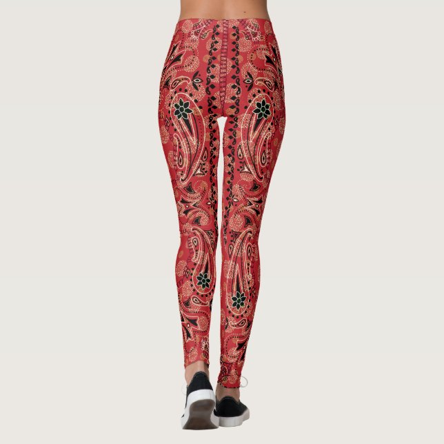 Leggings Paisley Ouest Bandana Rouge Imprimée (Dos)