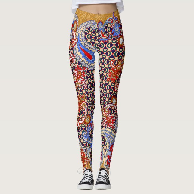 Leggings Paisley Scarf : Conception d'un tissu multicolore (Devant)