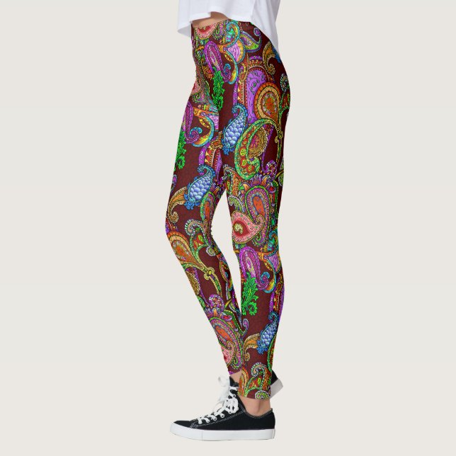 Leggings Paisley sur le rouge foncé (Gauche)