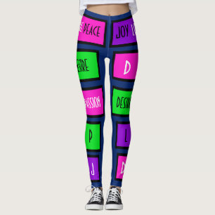 Leggings "Paix multicolore+Amour+Joie+Désir "
