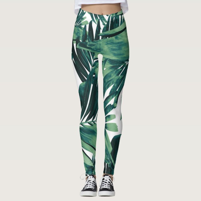 Leggings Palm Amour Motif Feuille #1 #tropical #wall #décor (Devant)