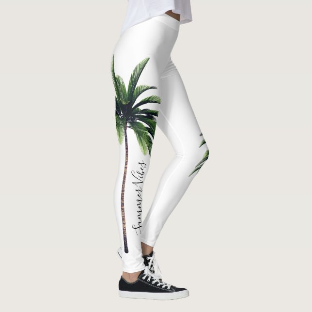 Leggings Palm Tree Green White Vibes été mode femmes (Droite)