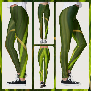 Leggings Palmes Vertes Naturelles Abstrait Tropical