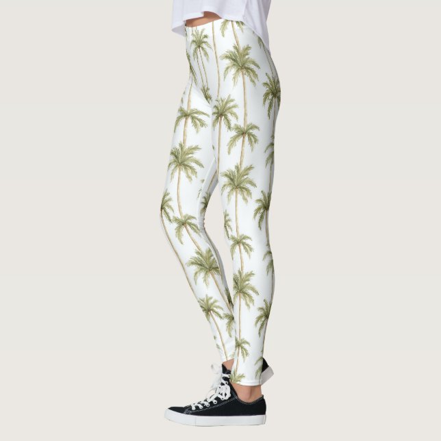 Leggings Palmiers blancs verts tropicaux (Gauche)