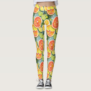 Leggings Pamplemousse, citrons, limons et oranges agrumes