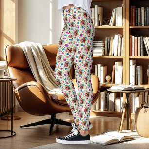 Leggings Panda Rouge Lotus Fleurs Henné
