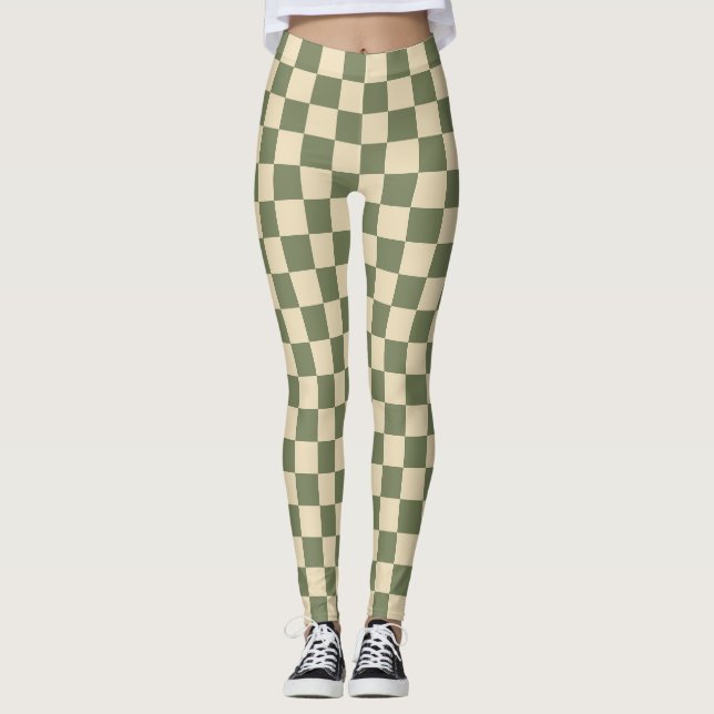 Leggings Panneau de contrôle vert et beige clair (Devant)