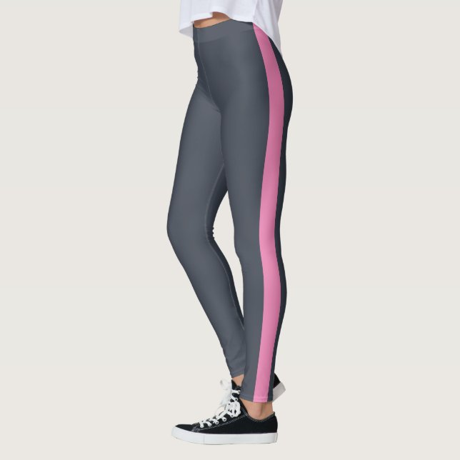 Leggings Panneau latéral rose brillant bleu foncé au charbo (Gauche)
