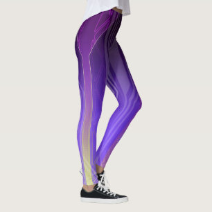 Leggings Panneau Sci-Fi Holographique Jaune et Violet
