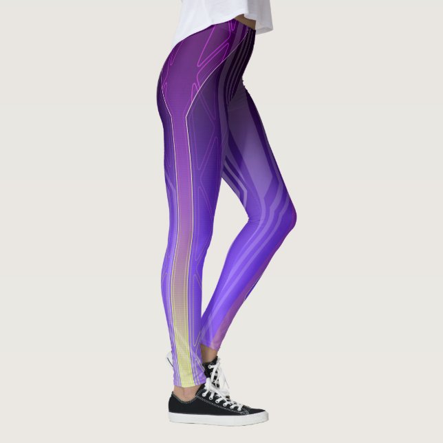 Leggings Panneau Sci-Fi Holographique Jaune et Violet (Droite)