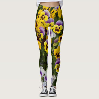 Leggings Pansies jaunes et violets